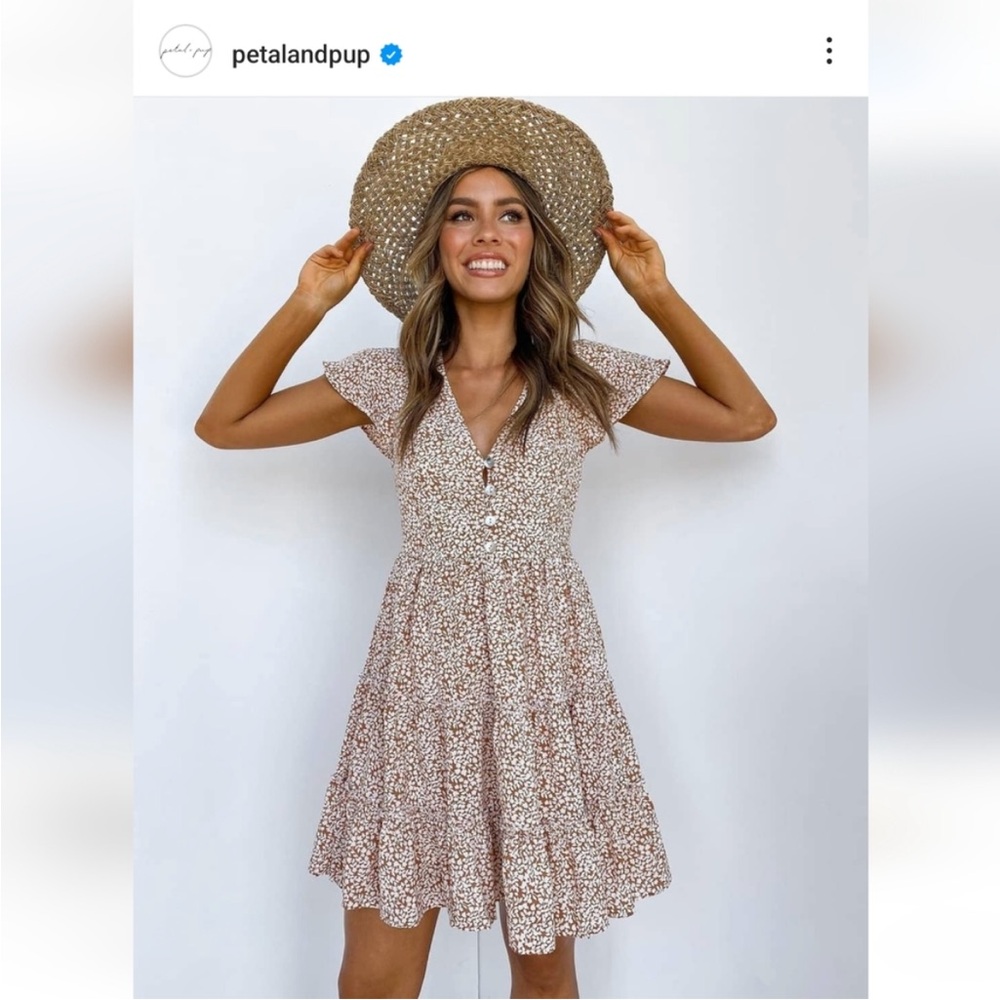 Petal & Pup Floral Tan Mini Dress